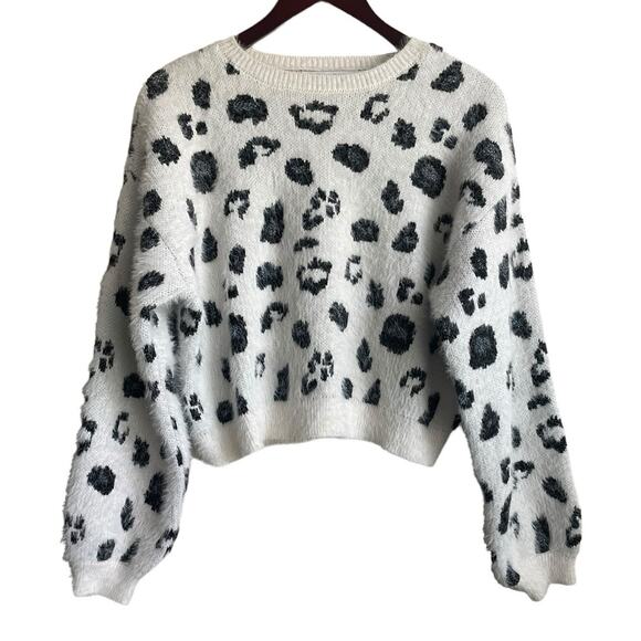 Cupcakes & Cashmere Women Sweater M Cheetah Animal Print Glitter Soft Cozy Y2K - Picture 1 of 12
